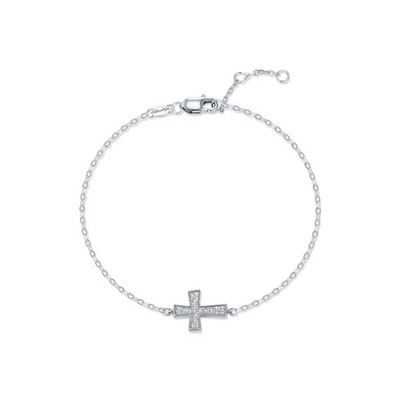 Moissanite Cross Charm Bracelet 925 Sterling Silver Dainty Jewelry