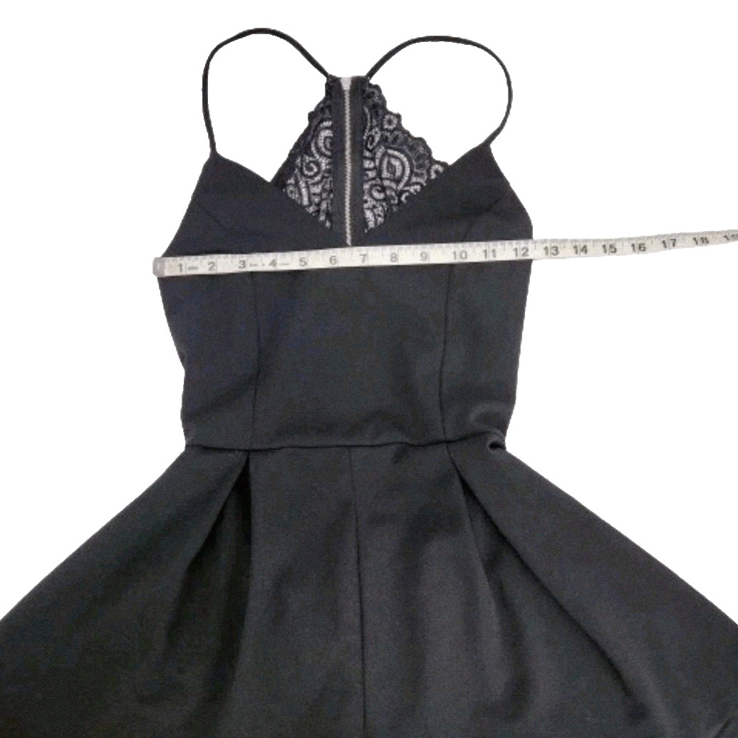 Mind Code Black Lace Open Back Romper Women's S - image 5