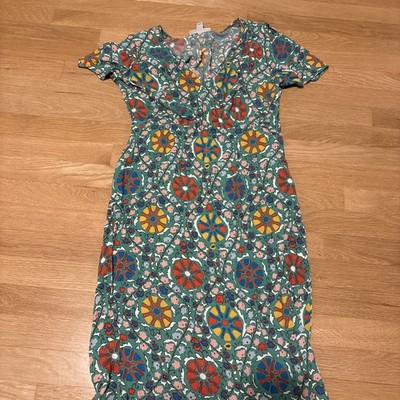 Rhode x Target Women's Green Floral Short Sleeve Midi Dress Sz 10 Cute Boho