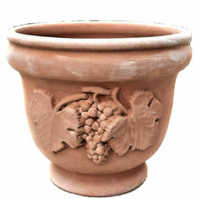 Bettini Deruta | Vaso Fioriera Terracotta 28cm Cachepot Uva Lavorato a Mano