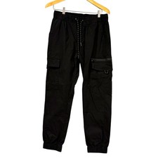 Y2K Ring of Fire Black Cargo Jogger Techwear Utility Pants Men?s Large Urban Fit