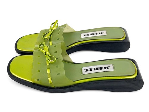 Y2K 90S Womens Lime Green Cutout Jelly Sandals Size 10.5-11 Matte - Picture 6 of 11