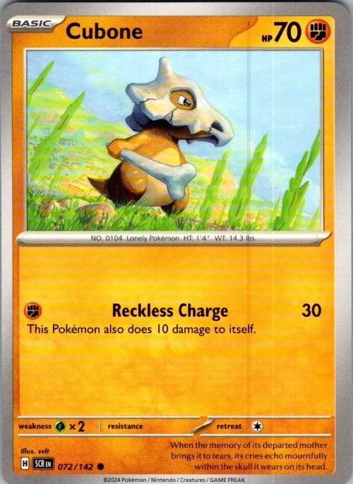 Cubone 072/142 Common Stellar Crown Pokemon Near Mint