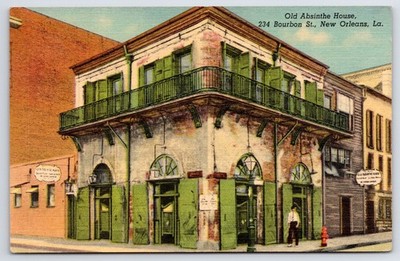 Postcard LA New Orleans Old Absinthe House Posted 1954 Linen Vintage PC N2608