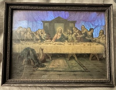 Vintage The Last Supper Print With Genuine Butterfly Wings