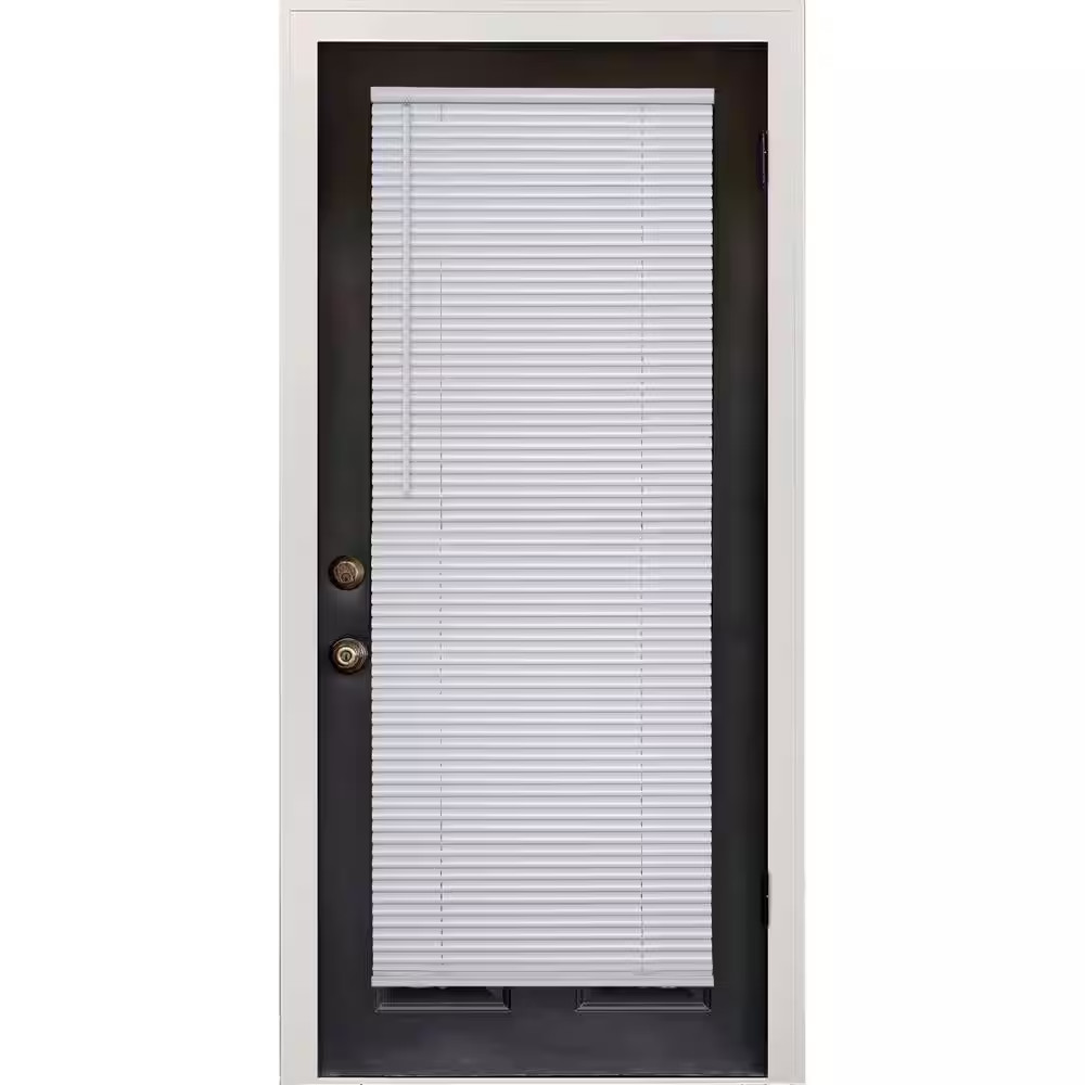 White Cordless Room Darkening Magnetic Eco Mini Blinds w/ 1 in. Slats - 25 in. W