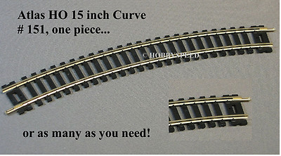 ATLAS HO CODE 100 15 INCH CURVE TRACK SECTIONS nickel silver rail ns ATL151 NEW
