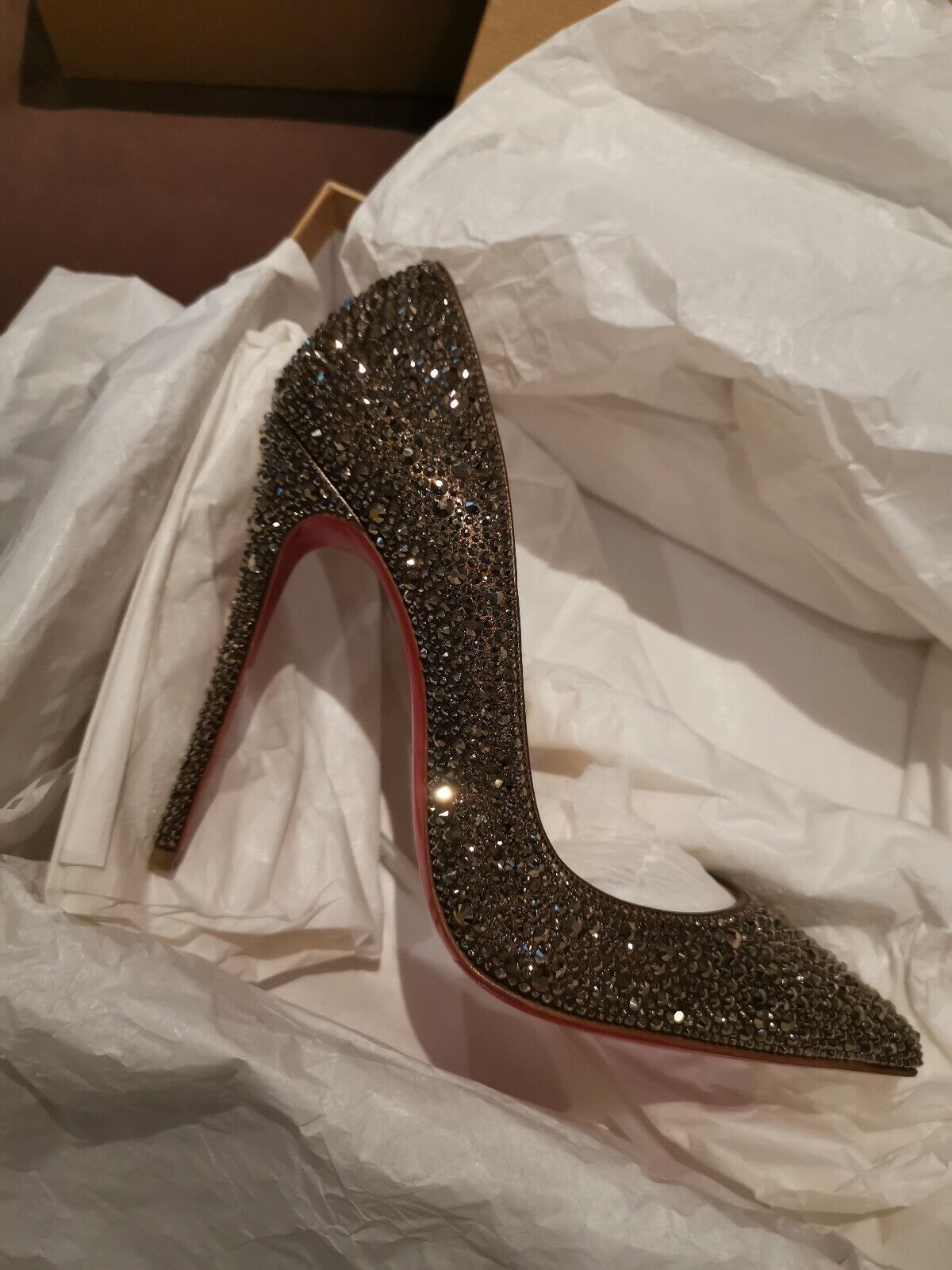 Christian Louboutin Made With Swarovski Crystal Gold So Kate 120 RRP £2800  36.5