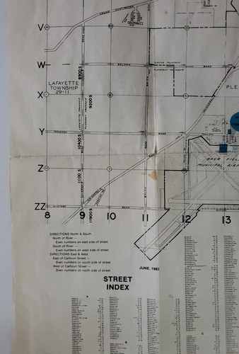 Fort Wayne Indiana USA City Street Road Map 1983 Folding Paper Distressed - Picture 8 of 10