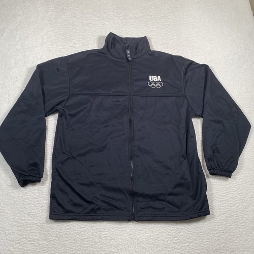 Vintage USA Olympic Jacket Mens Large Navy Committee Full Zip Pullover Made USA