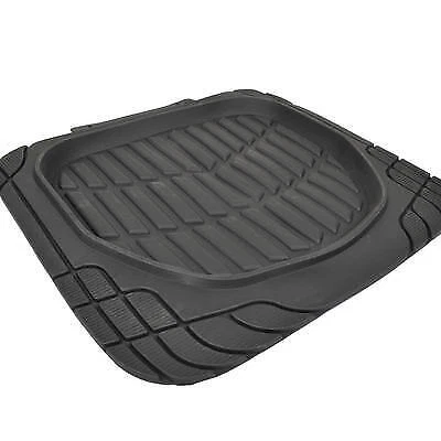 Deep Dish Heavy Duty Rubber Car Floor Mats 4pc Front Rear in Black All Weather - Image 3 of 4