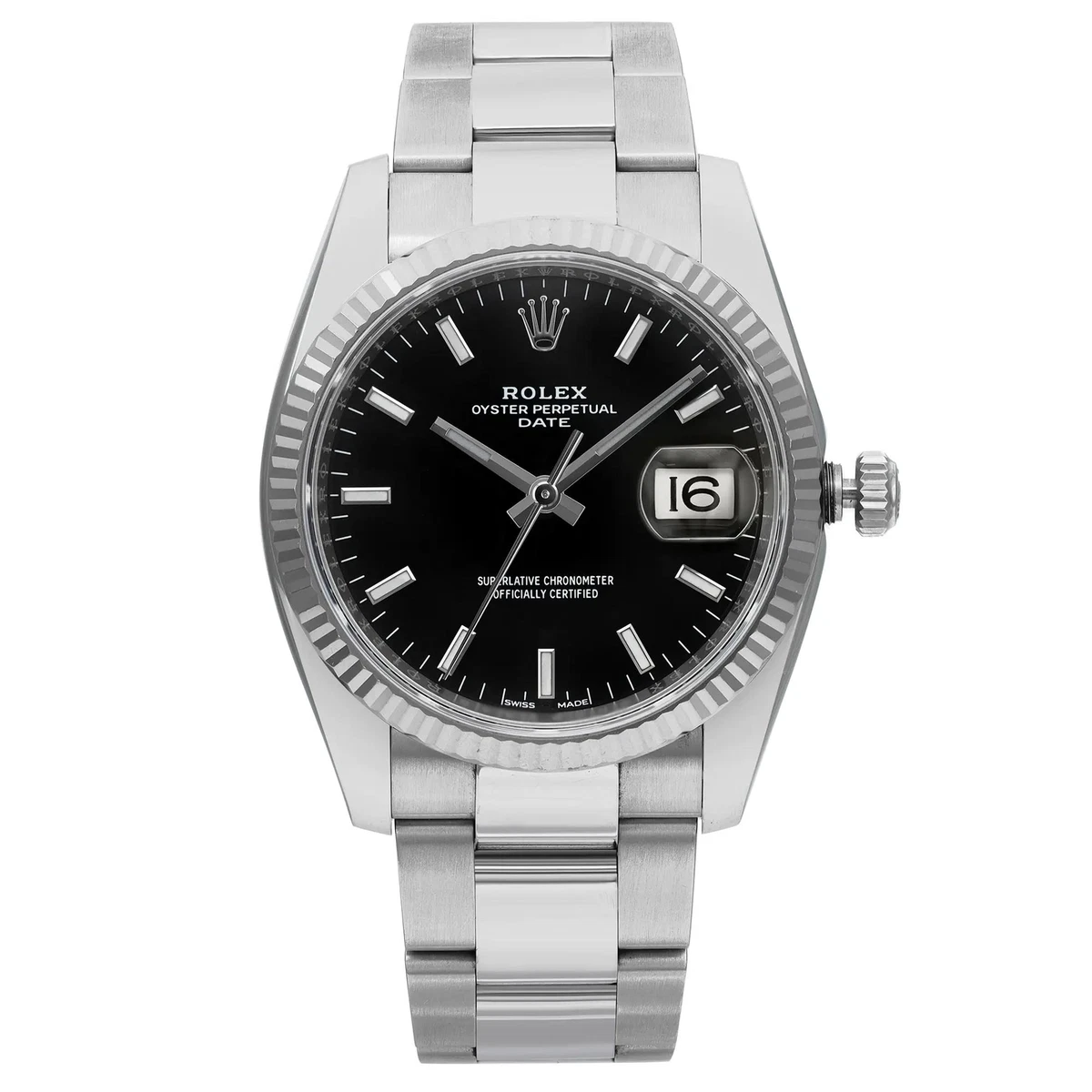 Rolex Oyster Perpetual Date 34mm 18k White Gold Steel Automatic