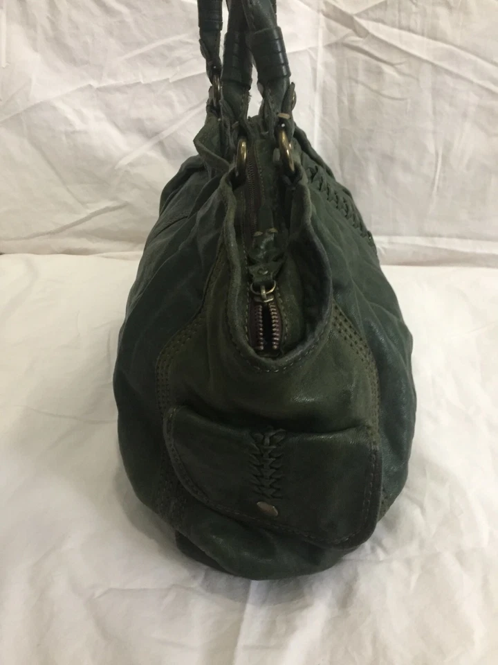Bolso de hombro grande de cuero italiano verde oscuro Lucky Brand BOHO Foto 4 de 4