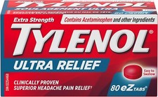 Tylenol Ultra Relief eZTABS with 500mg Acetaminophen plus 65mg caffeine 80 Tabs