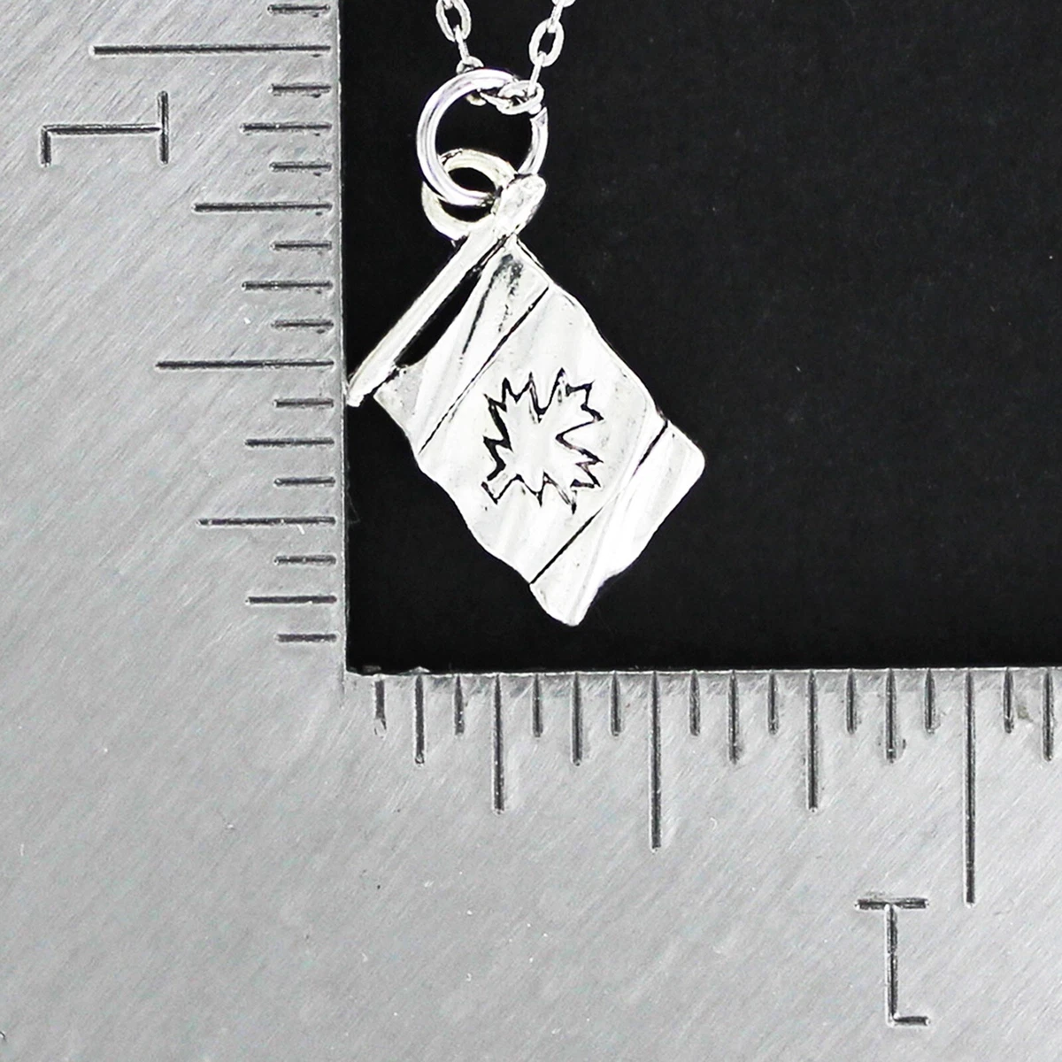 CANADIAN FLAG Necklace on Chain Pewter Canada Maple Leaf