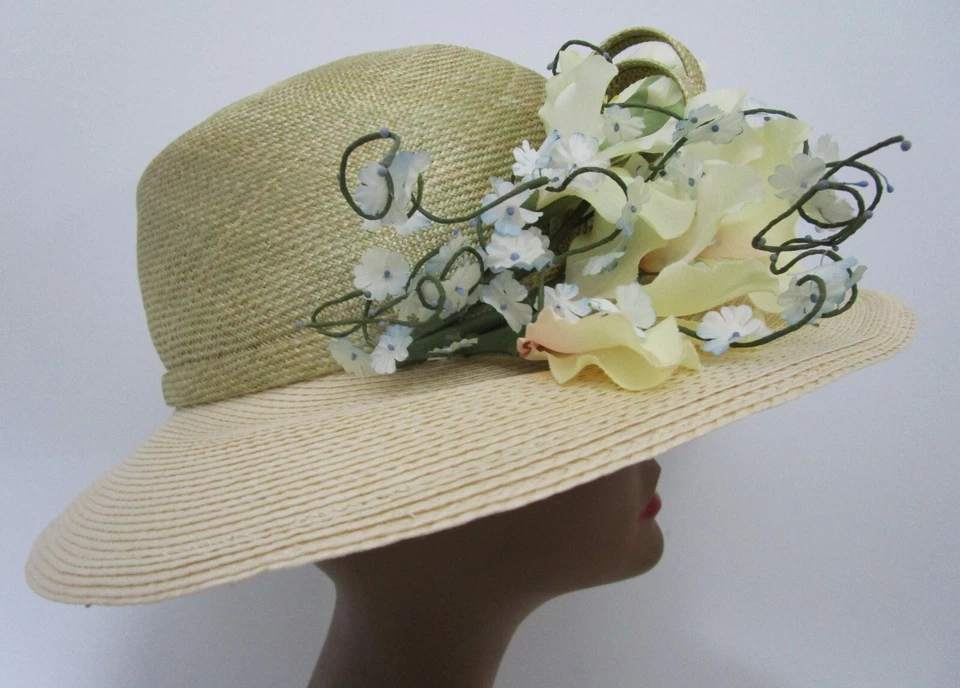 Sombrero de Paja Jack McConnell Ala Media Ancha Celadon Natural 2 Tonos Seda Iglesia Nosotros Foto 3 de 4