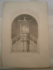 Planche gravure mobilier d'église Vaugirard chaire à prêcher 2