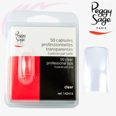 PEGGY SAGE Set 50 UV-Gel-Kapseln zum Kleben Quadratisch Transparent NEU 142415