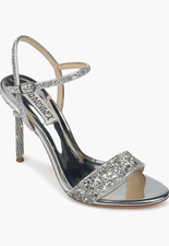 NIB Badgley Mischka Collection Olympia Embellished Sandal - Silver Glitter - 12