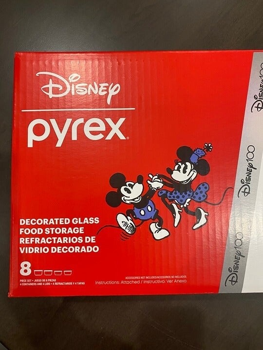 Pyrex Disney 100 Mickey Minnie Mouse 100 Years Set 4 Glass Bowls