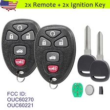 2 For 2006 2007 2008 2009 2010 2011 Buick Lucerne Remote Fob + Transponder Key