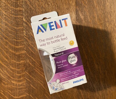 new Philips AVENT Natural Pure Glass Feeding Bottle Baby Bottle - 4 Oz