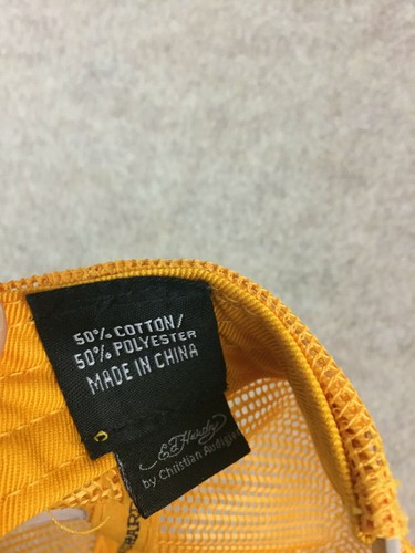 Sombrero gráfico Don-Ed Hardy amarillo Snapback calavera amor mata lentamente con etiquetas - Imagen 12 de 12