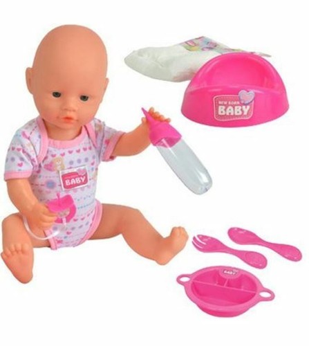 Simba New Born Puppe Trink + Nässfunktion mit Zubehör Babypuppe Pipi 38cm - Bild 2 von 2