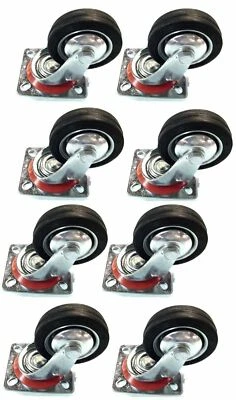 Y&Y DECOR 8 pack 3" Swivel Caster Wheels Rubber Base with Top Plate & Bearing Heavy Duty
