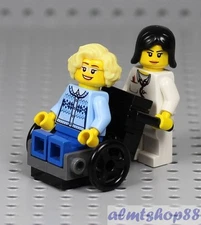 LEGO - Grandmother & Nurse Minifigures in Wheelchair Grandma Female City Town