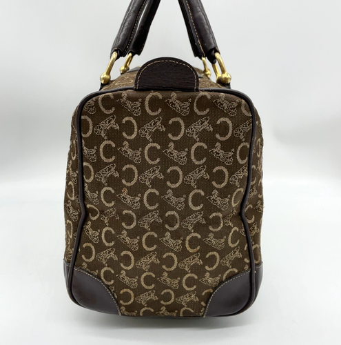 Auth Celine Carriage Pattern GD Leather Canvas Brown Boston Bag i050204 - Picture 3 of 21