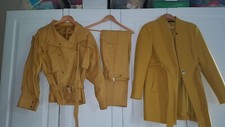 Ladies Vintage 80' Vintage Leather Jacket And Trouser Suitcolour Mustard Size...