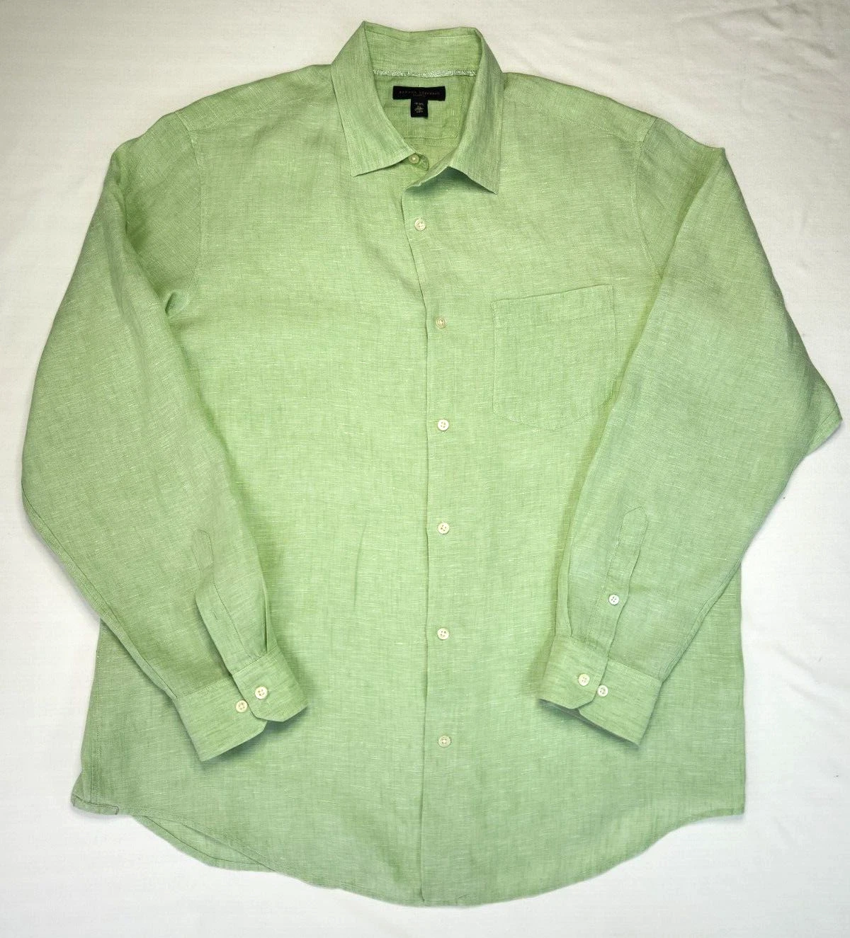 Banana Republic Mens linen casual shirt long sleeve collared Green XL 17-17.5
