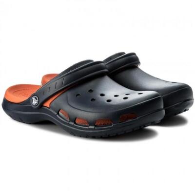 Croc Men's Modi Sport Rubber Clog 204143 Navy Blue/Tangerine  Size 4M