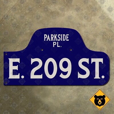 New York Bronx E 209 Street Parkside Place river humpback road sign right 22x12