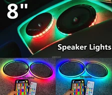 Pair 8" RGB & Dream CHASING FLOW LED Car Truck Subs Audio Speaker Rings Lights
