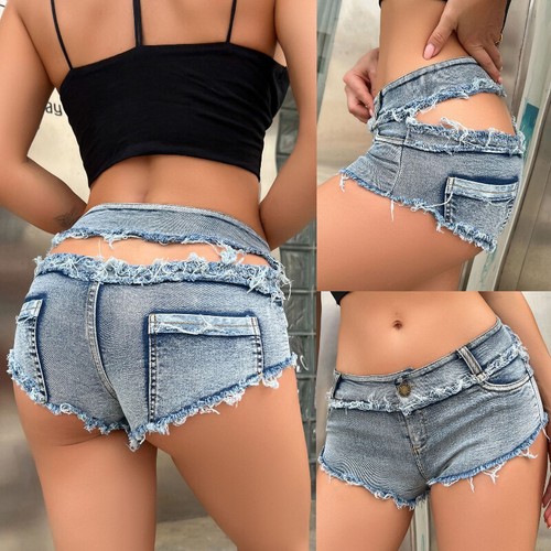 Damen zerrissen Denim Shorts ausgefranster roher Saum Mini Jeans Loch sexy Hot Pants Club - Bild 3 von 16