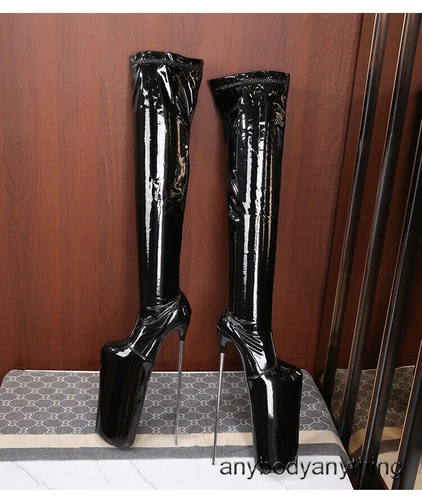 35-47 Übergröße 30 cm super hoher Stilettoabsatz Damen & Plateau Overknee Stiefel Reißverschluss - Bild 15 von 31