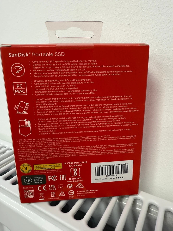 Sandisk 1TB Portable SSD Hard Drive Black USB 800mp/s PC & MAC BNIB - Image 3 of 4