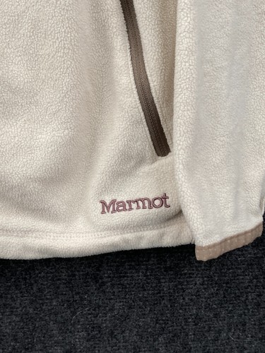 Marmot Womens XL Full Zip Hooded Micro Fleece Jacket Beige Pockets Polartec - Picture 4 of 19