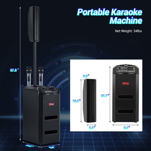 Portable Line Array Speaker Bluetooth PA Loudspeaker Sound System 8" Subwoofer - Picture 7 of 12
