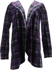Cuddl Duds Double Plush Velour Hooded Wrap Plaid XS NWOT (857)