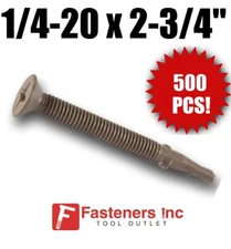 INTERCORP R234W 1/4-20 x 2-3/4" WAR Self Drilling Screw Phil. Flat Head - 500pc 