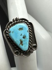 Southwestern Style Sterling Silver Turquoise Ring Size 5