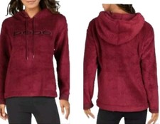 NWT BEBE LOGO SHERPA HOODIE SWEATER SZ L