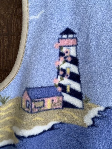 VINTAGE Grandpa Sweater Men/Women L Blue Fleece Vest Northern Reflections Boats - Picture 6 of 7