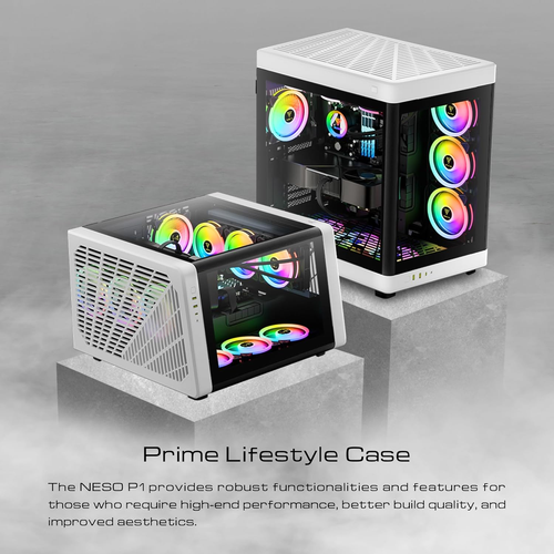RGB Dual-Chamber Panoramic Tempered Glass Gaming PC Case; 2-Way Standing with Ve - Picture 3 of 9