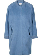 Numph Maryl Wool Mix Coat Jacket Bluestone Blue Size 14 New