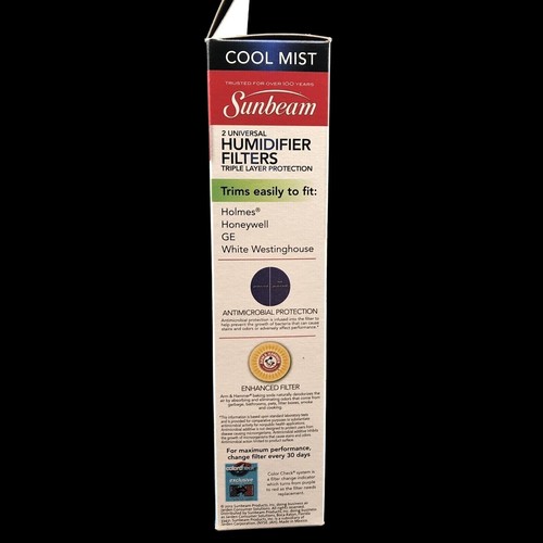 Sunbeam SFU001 Cool Mist Universal Humidifier Filters 2 Pack NEW Triple Layer - Picture 4 of 7