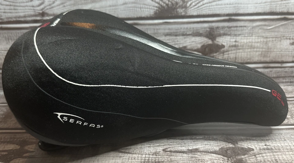 Asiento de sillín de bicicleta de gel reactivo diseño ranura profunda Serfas 11” L X 7” con usado en excelente estado Foto 4 de 4